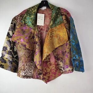 Vintage Sterling Styles Sheer Cropped‎ One Size Jacket Blouse Kimono Multicolor